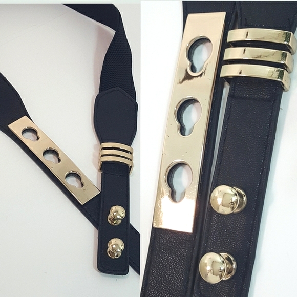 Elastic Stretchy High Waist🖤Gold Buckle - Picture 6 of 7